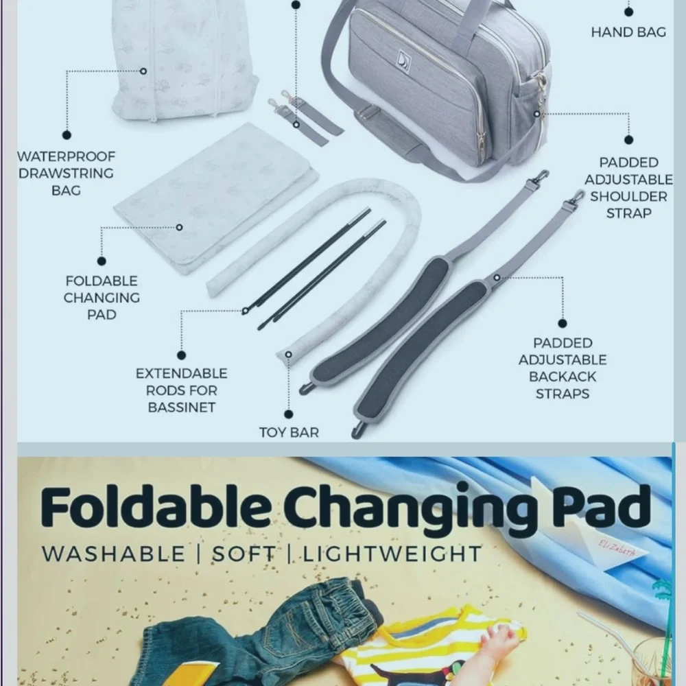 CONFACHI 4-1 diaper Bag Gray